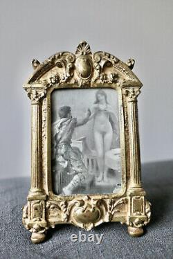 Antique Gilt Bronze Photo Frame in Empire Style, 19th Century Period