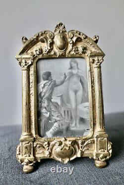 Antique Gilt Bronze Photo Frame in Empire Style, 19th Century Period