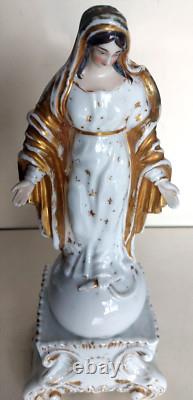 Antique Great Virgin 19th Century, Paris Porcelain 19th Century