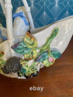Antique Jardinière in Barbotine, 19th Century, Majolica, Tinelli. Rare