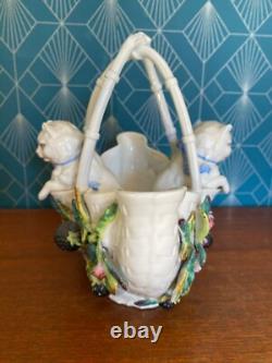 Antique Jardinière in Barbotine, 19th Century, Majolica, Tinelli. Rare