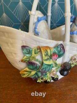 Antique Jardinière in Barbotine, 19th Century, Majolica, Tinelli. Rare