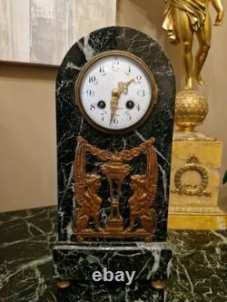 Antique Marble Clock in Empire Style, Late 19th Century