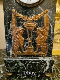Antique Marble Clock in Empire Style, Late 19th Century