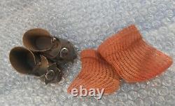 Antique Pair Shoes Socks Jumeau Size 7 Period Late Xixth