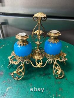Antique Perfume Necessaire in Opaline and Pomponne, Nineteenth Century