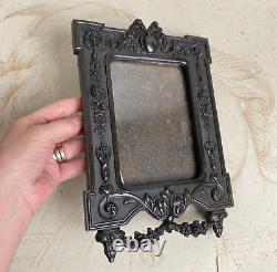 Antique Photo Frame in Ebonite Gutta-Percha 19th Century