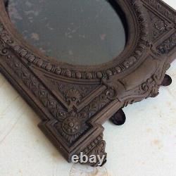 Antique Photo Frame in Ebonite Gutta-Percha Brown 19th Century