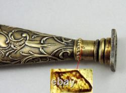 Antique Silver Gilt Seal Stamp with Boar Head Mark, 19th Century