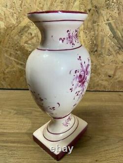 Antique Vase Décor Floral Porcelaine De Paris Epoque Empire Restoration Xixème
