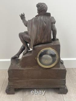 Antique bronze clock, 19th century, key-wound movement