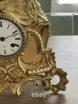 Antique gilded bronze clock from the 19th century