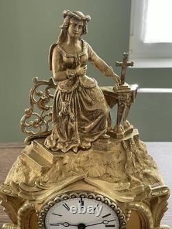Antique gilded bronze clock from the 19th century
