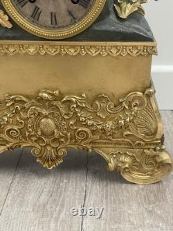 Antique gilt bronze clock, 19th century, key-wound movement