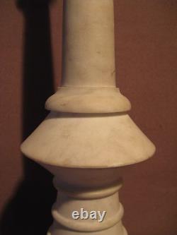 Antique pair of candlestick holders in marble, 19th century