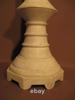 Antique pair of candlestick holders in marble, 19th century