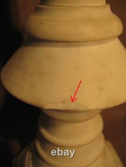 Antique pair of candlestick holders in marble, 19th century