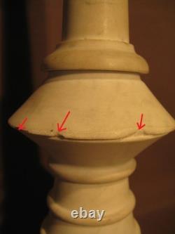 Antique pair of candlestick holders in marble, 19th century