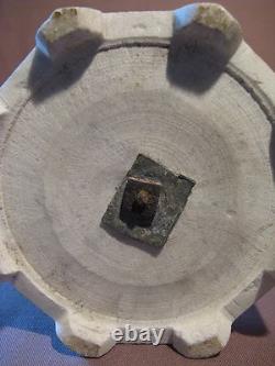 Antique pair of candlestick holders in marble, 19th century