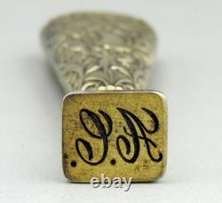Antique solid silver seal stamp, vermeil, boar’s head hallmark, 19th century.
