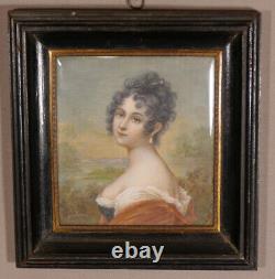Antoine Duclaux, Empire period miniature, Woman with XIXth century Earring