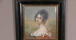 Antoine Duclaux, Empire period miniature, Woman with XIXth century Earring