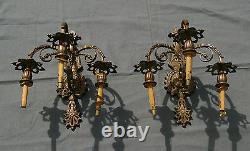 Applicable Pair In Bronze 3 Lights Epoque Nap III Threebranch Wall-lights XIX Eme