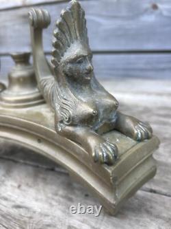 Armand Estampille Base Pedestal Gilded Bronze Empire Period 19th Century Napoleon Sphinx