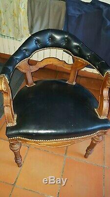 Armchair Curved Office Restoration Xixth Restored Perfect Condition