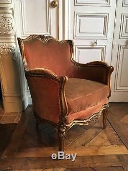 Armchair Louis XV Style Nineteenth Century Rare Gilded Wood
