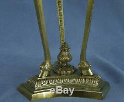Athénienne Bronze And Crystal Oil Lamp Heads Aries Nineteenth Empire Period