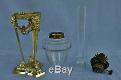 Athénienne Bronze And Crystal Oil Lamp Heads Aries Nineteenth Empire Period