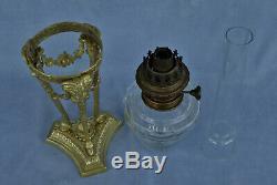 Athénienne Bronze And Crystal Oil Lamp Heads Aries Nineteenth Empire Period