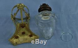Athénienne Bronze And Crystal Oil Lamp Heads Aries Nineteenth Empire Period