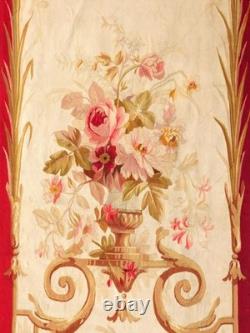 Aubusson tapestry door hanging, Napoleon III period, vase and flower decoration