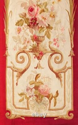 Aubusson tapestry door hanging, Napoleon III period, vase and flower decoration