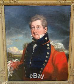 Auguste Monvoisin Officer Portrait Charles X Era Oil / Canvas Xixth Century
