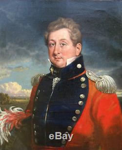 Auguste Monvoisin Officer Portrait Charles X Era Oil / Canvas Xixth Century