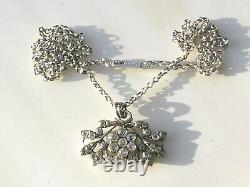 BEAUTIFUL ANTIQUE PENDANT MIDDLE 19TH CENTURY WITH JASERON CHAIN 56cm / IN SILVER