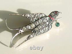 BEAUTIFUL BIRD BROOCH / ANTIQUE SWALLOW FROM THE 19TH CENTURY IN SILVER