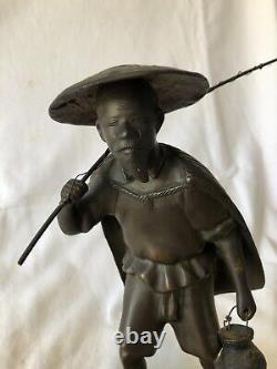 BEAUTIFUL BRONZE OLD FISHERMAN VIETNAM LATE 19TH CENTURY EARLY 20TH CENTURY