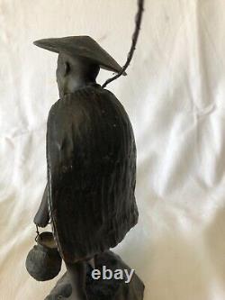 BEAUTIFUL BRONZE OLD FISHERMAN VIETNAM LATE 19TH CENTURY EARLY 20TH CENTURY