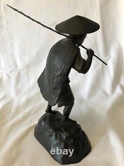 BEAUTIFUL BRONZE OLD FISHERMAN VIETNAM LATE 19TH CENTURY EARLY 20TH CENTURY