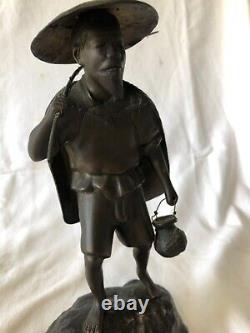 BEAUTIFUL BRONZE OLD FISHERMAN VIETNAM LATE 19TH CENTURY EARLY 20TH CENTURY