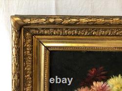 BEAUTIFUL OIL ON CANVAS 19TH CENTURY FLOWER BOUQUET SIGNED BY MARIE