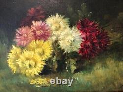 BEAUTIFUL OIL ON CANVAS 19TH CENTURY FLOWER BOUQUET SIGNED BY MARIE