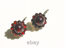 BEAUTIFUL VINTAGE 19TH CENTURY EARRINGS WITH BOHEMIAN GARNETS