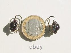 BEAUTIFUL VINTAGE 19TH CENTURY EARRINGS WITH BOHEMIAN GARNETS