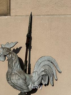 BELL TOWER ROOSTER WEATHERVANE IN ZINC 19th CENTURY