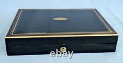 BLACKENED WOOD GAME BOX with Gilded Brass Napoleon III Era 19th Century